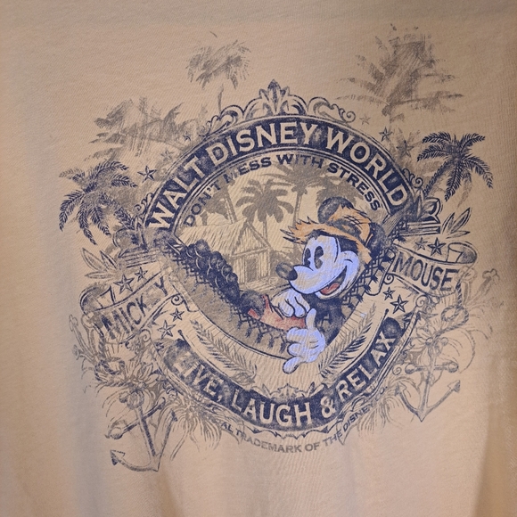 Yellow Disneyland Mickey Mouse Tee With Navy Blue Details Size Small - Picture 2 of 6